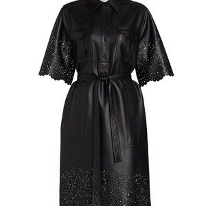 MUNTHE Women's Nieve Vegan Leather Shirtdress Black size 40